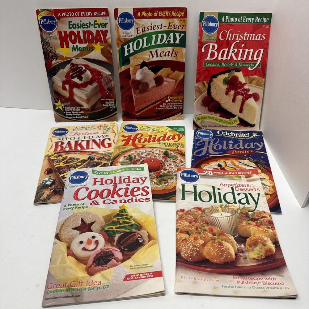 PILLSBURY Holiday Recipe Booklet Lot 8 Cookbooks Baking Desserts Christmas